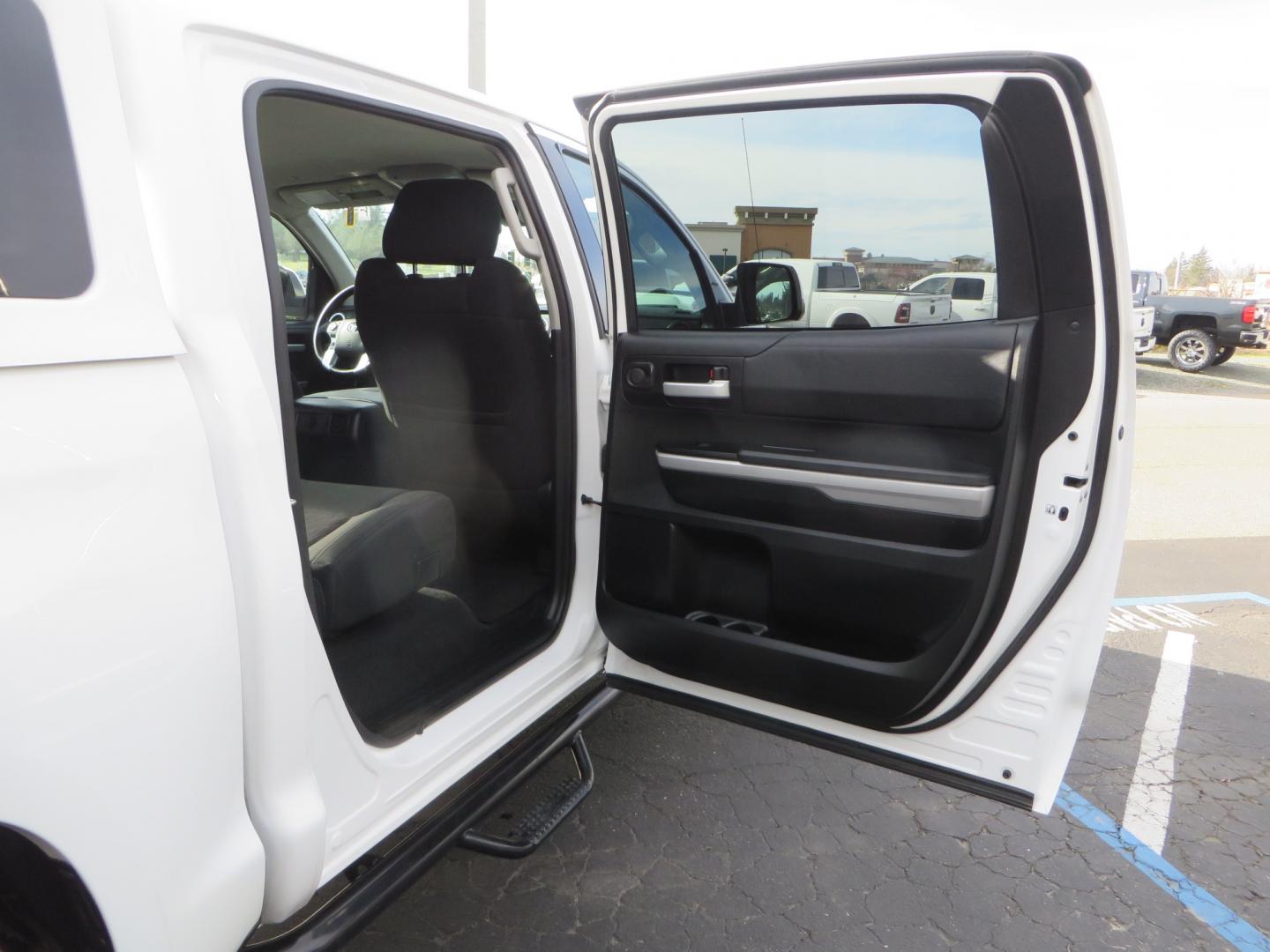 2019 White /BLACK Toyota Tundra SR5 5.7L V8 CrewMax 4WD (5TFDY5F19KX) with an 5.7L V8 DOHC 32V engine, 6A transmission, located at 2630 Grass Valley Highway, Auburn, CA, 95603, (530) 508-5100, 38.937893, -121.095482 - Clean leveled Tundra with 20" Fuel Maverick wheels, Nitto Ridge Grappler tires, N-Fab running boards, Snug Top camper shell with Yakima racks. - Photo#48